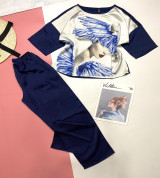 bán sỉ đồ bộ nữ áo in hình cô gái quần dài ống suông chất latin